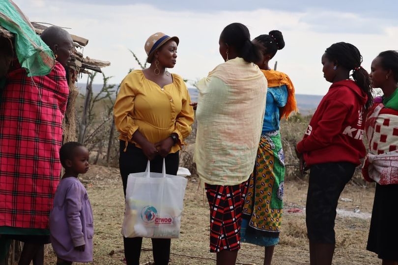 rural widows recieve relief food packages